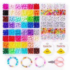 48 Colors Beaded Craft Kit with Rainbow Acrylic Round Beads, Letter Beads