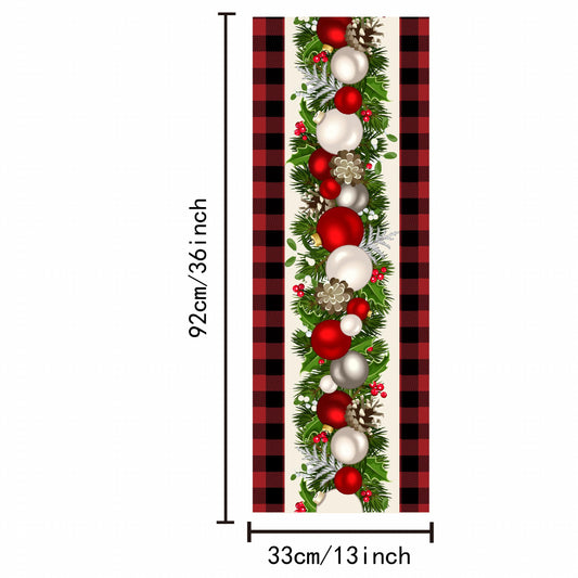 Polyester Christmas Table Runner Red Plaid Holiday Decoration