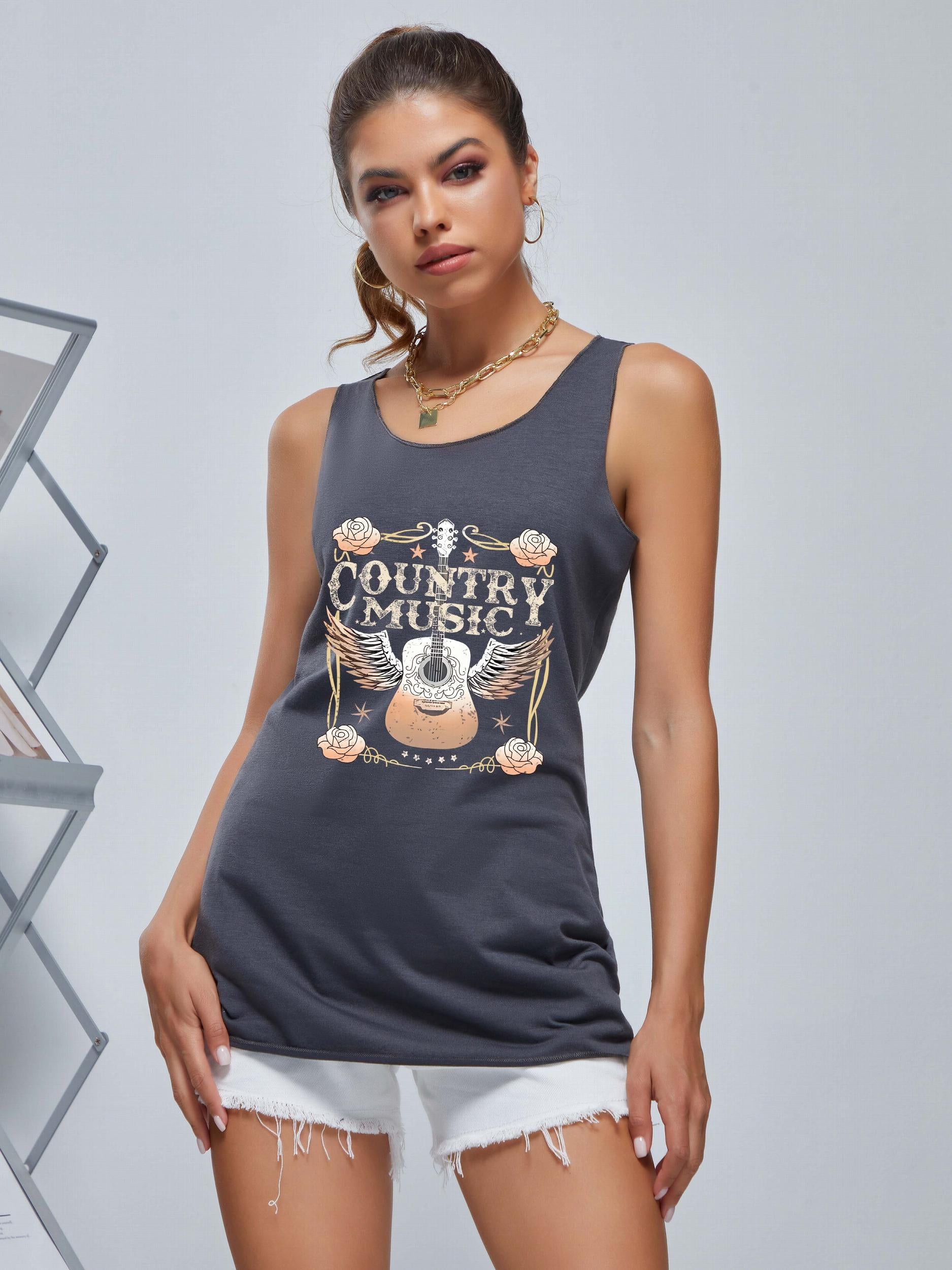 Casual Sports Tank Top Crew Neck Sleeveless Shirts Women's Summer Tops