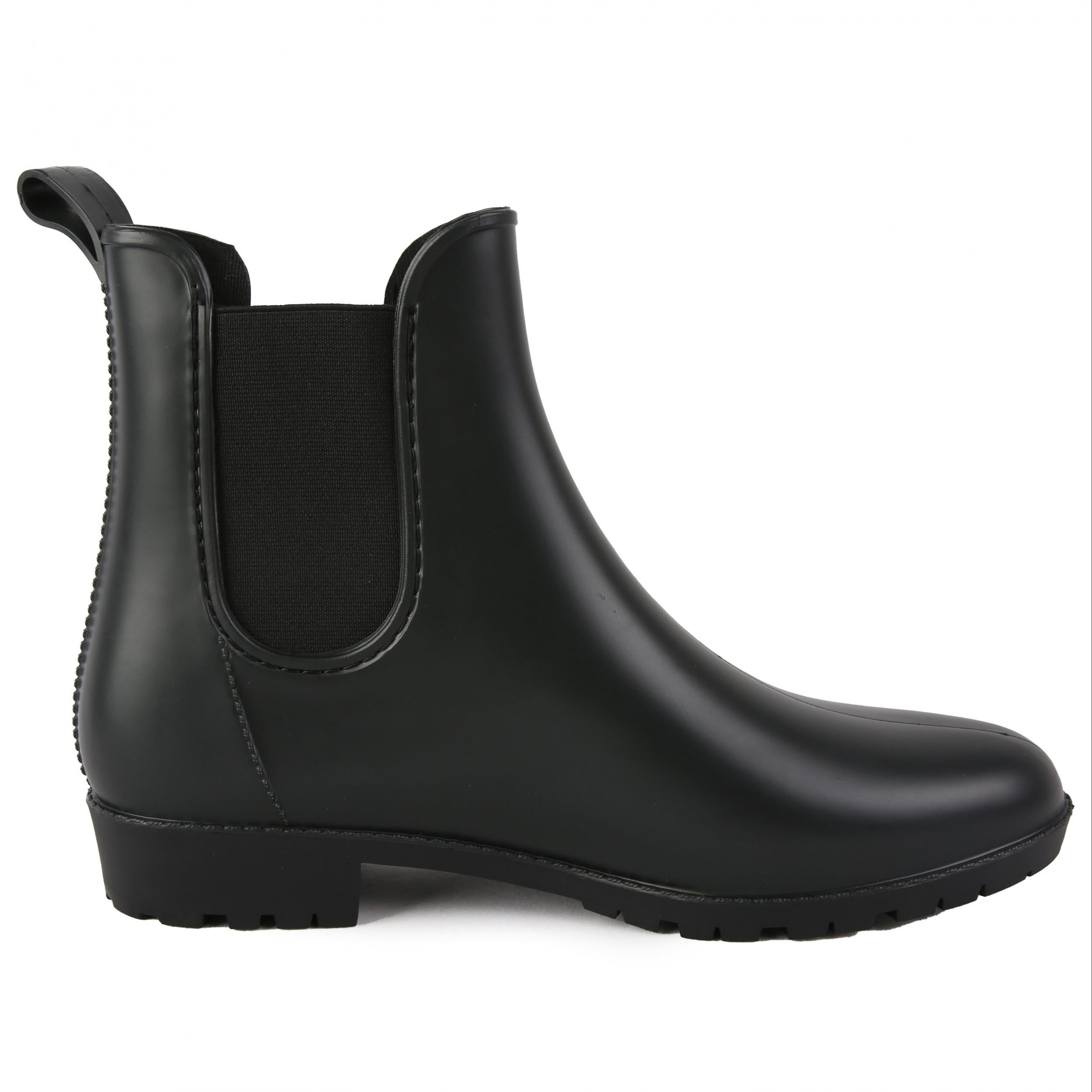 Waterproof PVC Lightweight Flat Rain Boots Elastic Non Slip Chelsea Boots