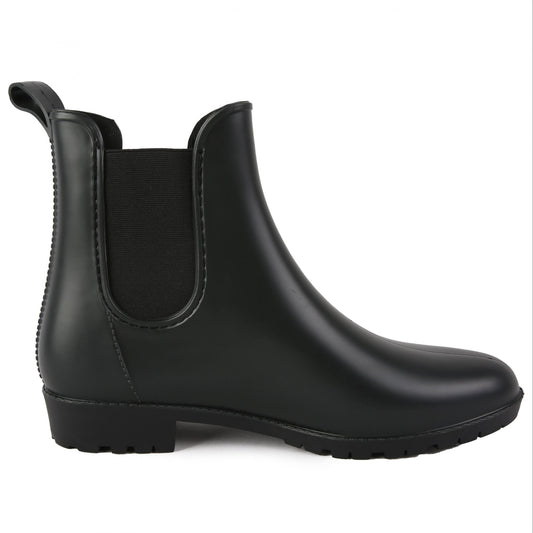 Waterproof PVC Lightweight Flat Rain Boots Elastic Non Slip Chelsea Boots