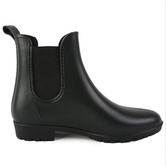Waterproof PVC Lightweight Flat Rain Boots Elastic Non Slip Chelsea Boots