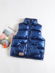 Kids Teens Metallic Heavy Weight Puffer Vest Windproof Padded Sleeveless Gilet