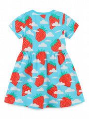 Girls Strawberry Graphic Short Sleeve Dress