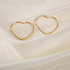 4Pairs Set Y2K Style 18K Golden Plated Heart Hoop Earrings - 4 Sizes