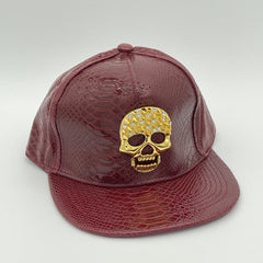 PU Leather Waterproof Snapback Hat Dollar Skull Decor Baseball Cap