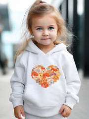 Cartoon Kitten Heart Print Long Sleeve Hoodie & Pants Set
