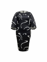 Graffiti Print Bell Sleeve Round Neck Dress