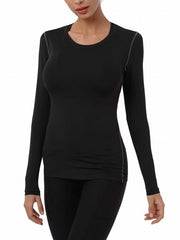 3pcs Solid Round Neck Sports Top Long Sleeve Yoga T-shirt