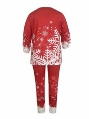 Plus Size Snowflake Print Top & Leggings Set