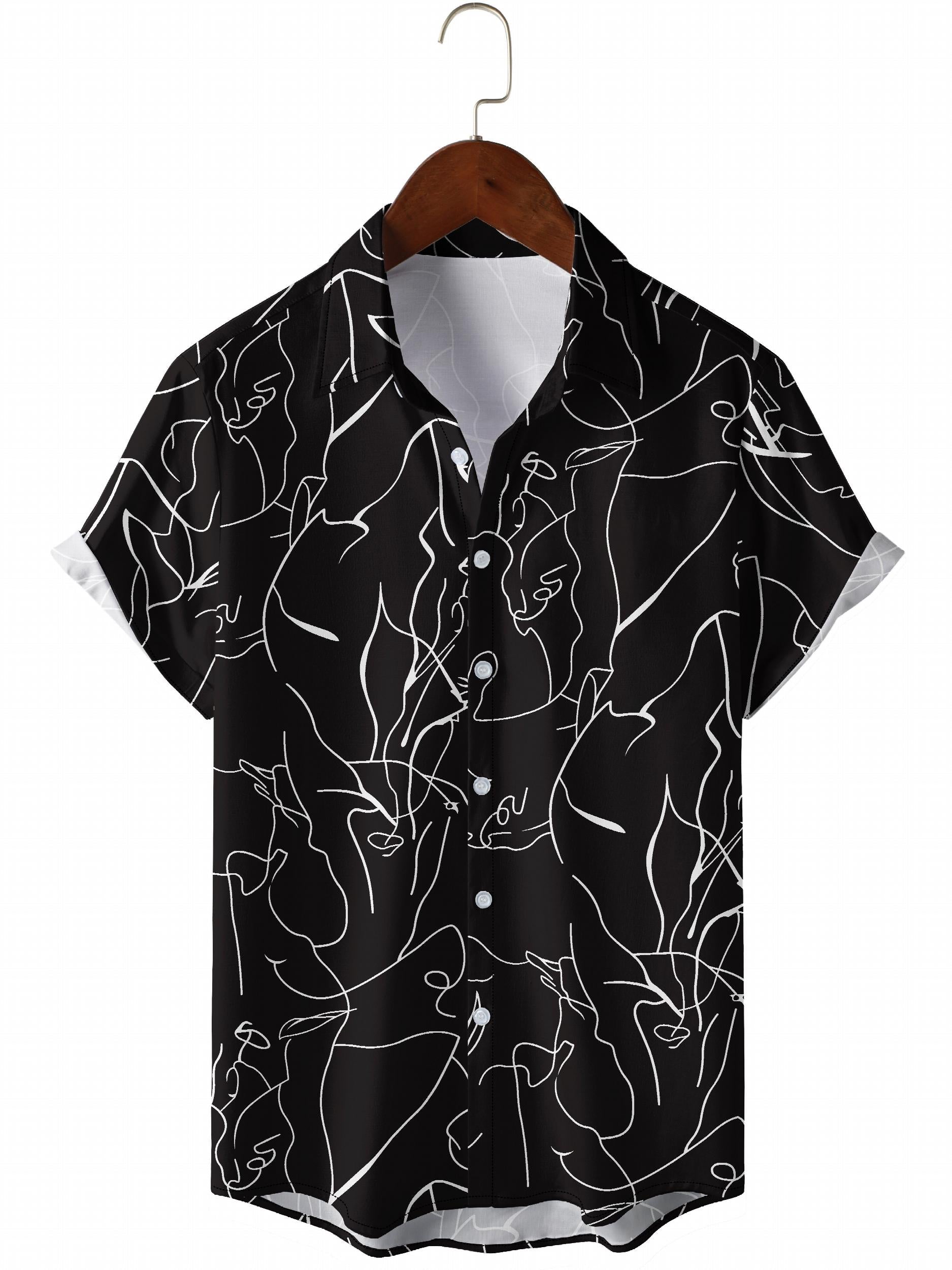 Men's Abstract Pattern Camp Collar Hawaiian Shirt