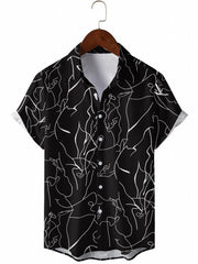 Men's Abstract Pattern Camp Collar Hawaiian Shirt