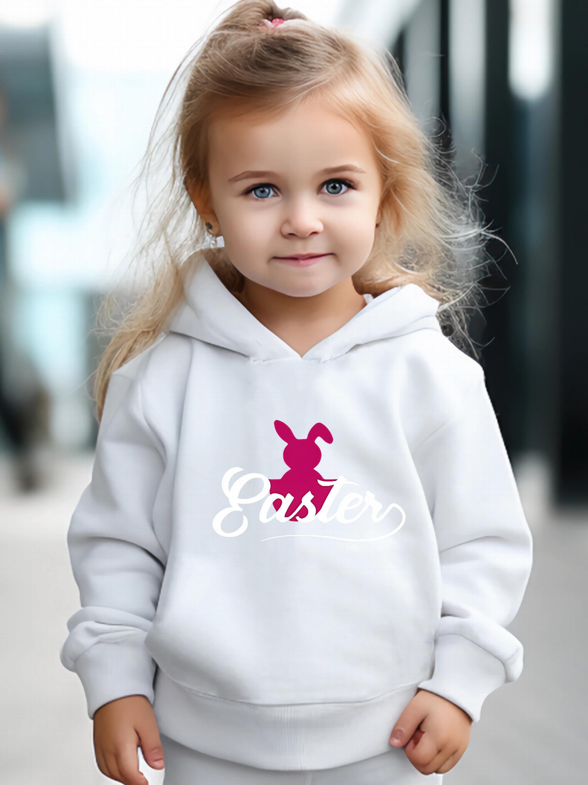 Red Rabbit Pattern Long Sleeve Hooded Sweatshirt Girls Comfy Hoodies Pullover