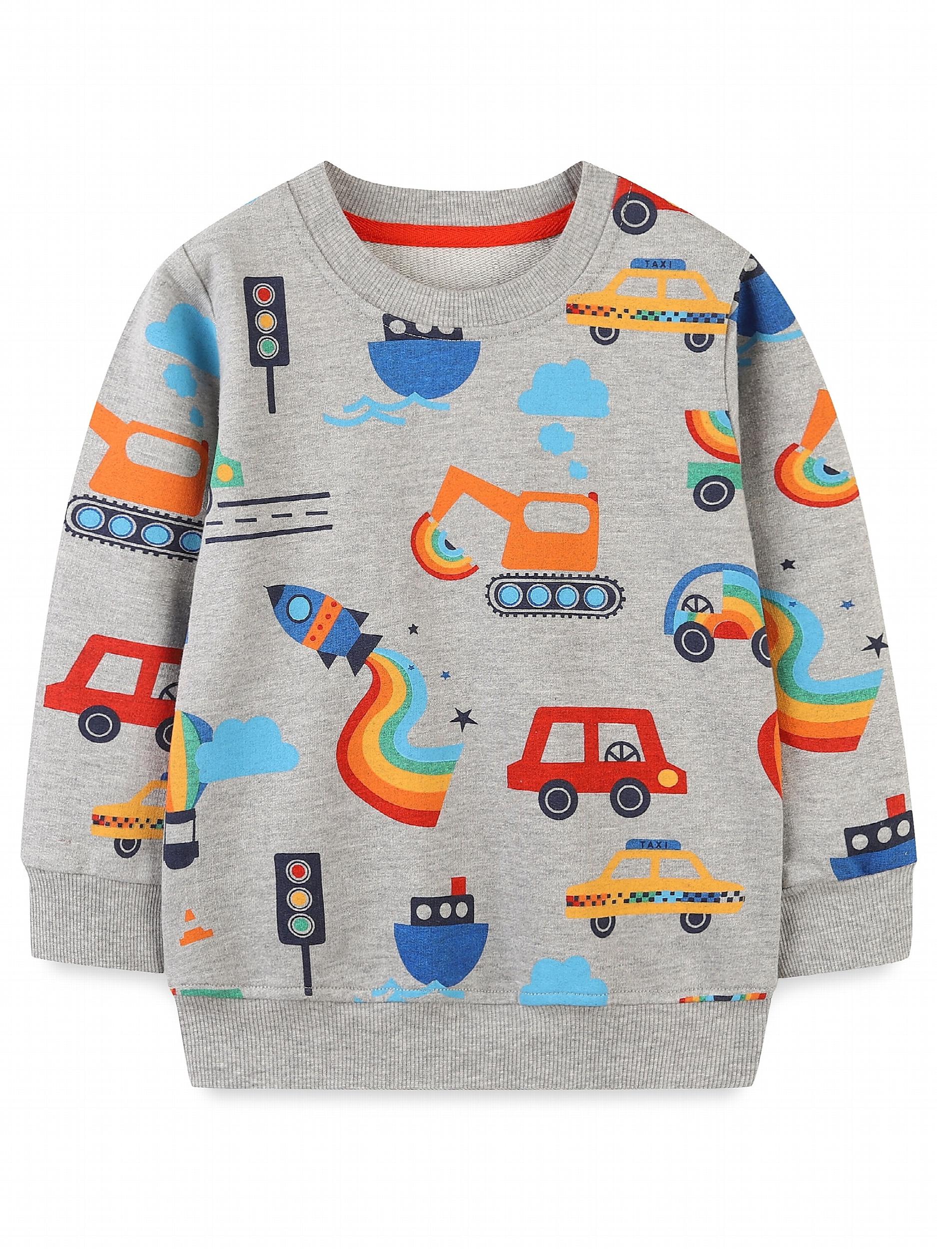 Boys Car Cartoon Print Sweatshirt