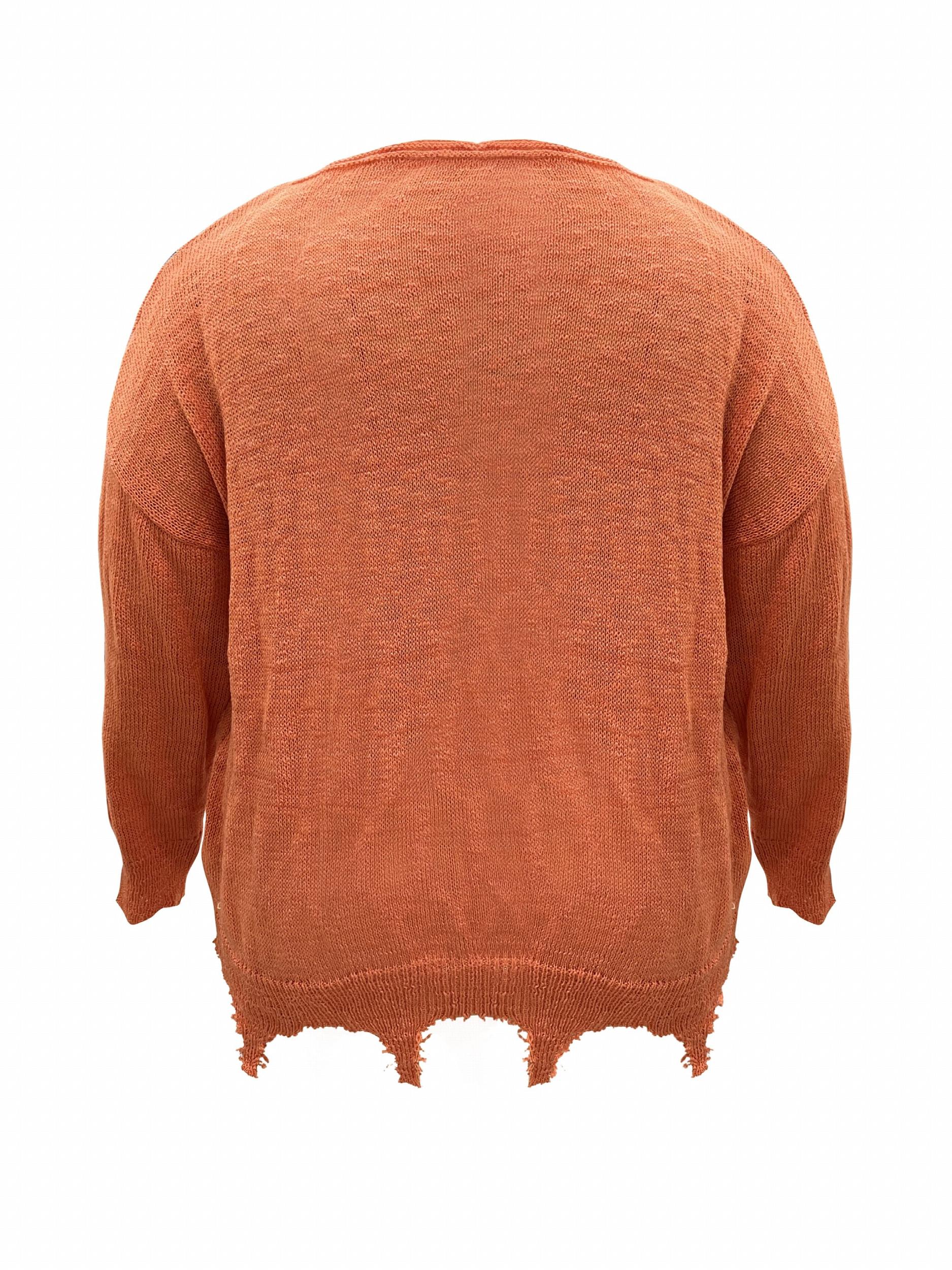 Casual Sweater Women's Plus Ribbed V Neck Pullover Jumper