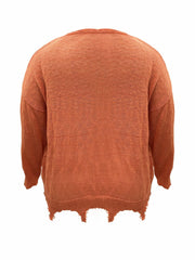 Casual Sweater Women's Plus Ribbed V Neck Pullover Jumper