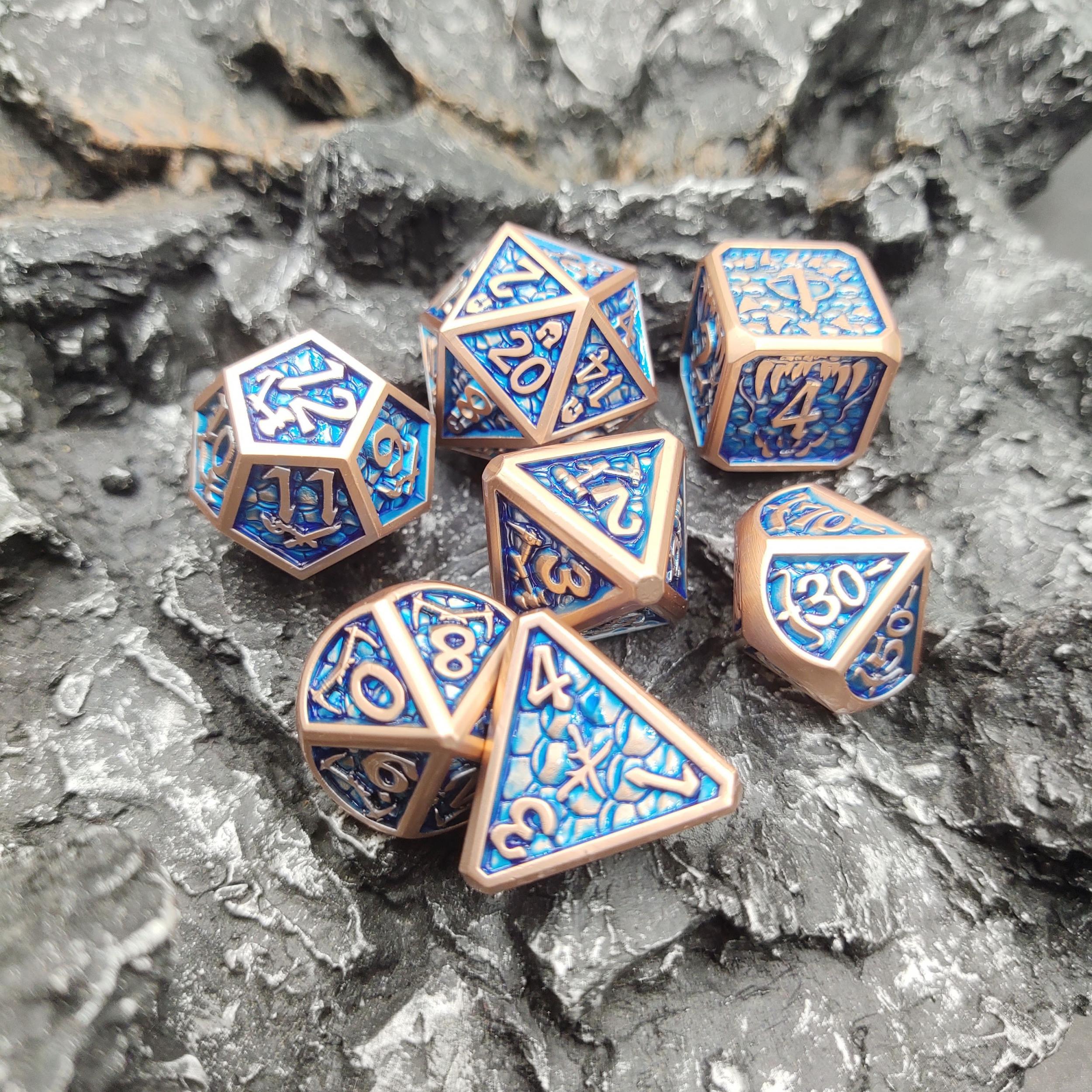 7pcs Dragon Scale Metal Polyhedral Dices for RPG Board Game