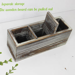 Wooden 3-Grid Desktop Storage Box Office Home Fork Spoon Chopsticks Holder