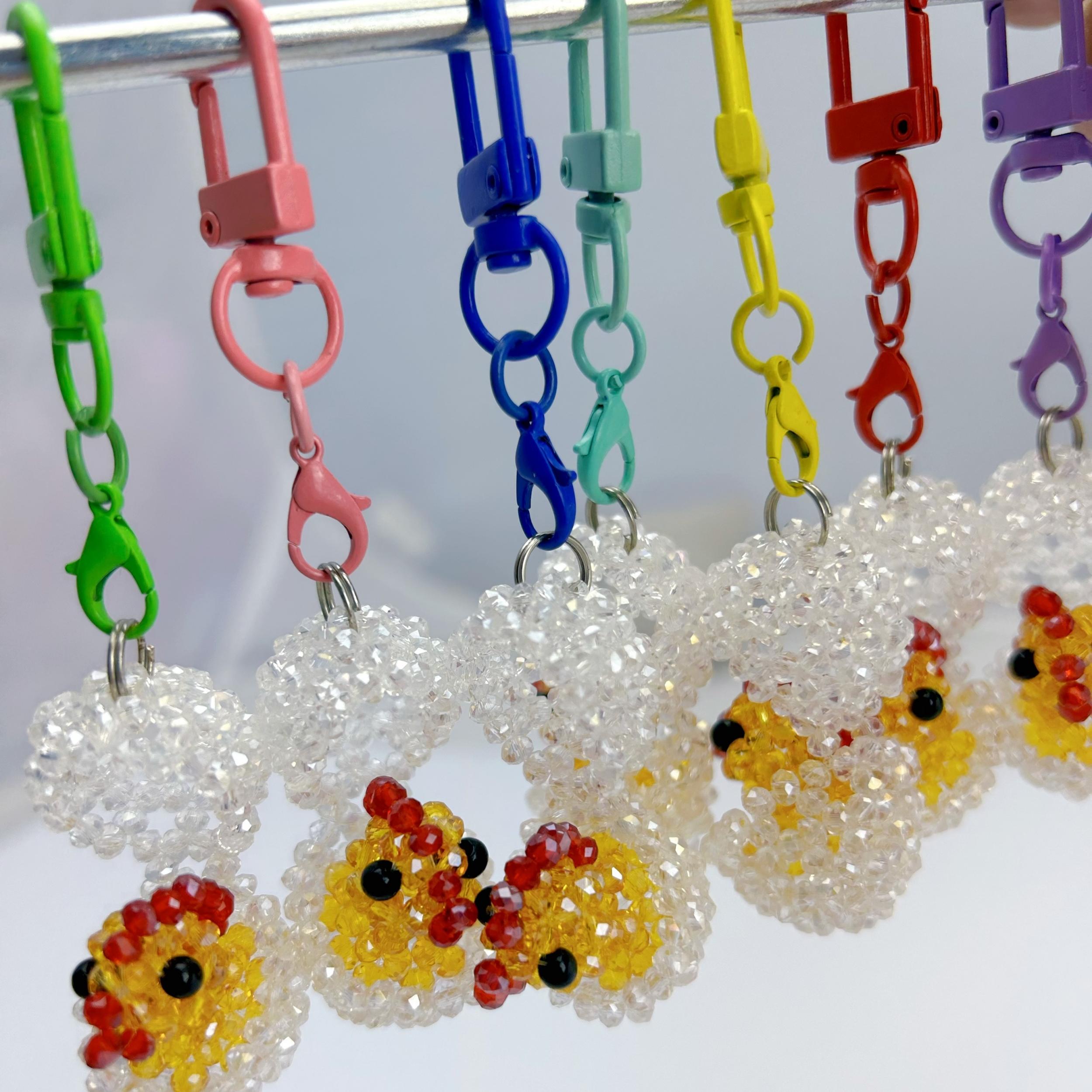 Crystal Keychain Egg Shell Hand Woven Pendant Cartoon Key Rings