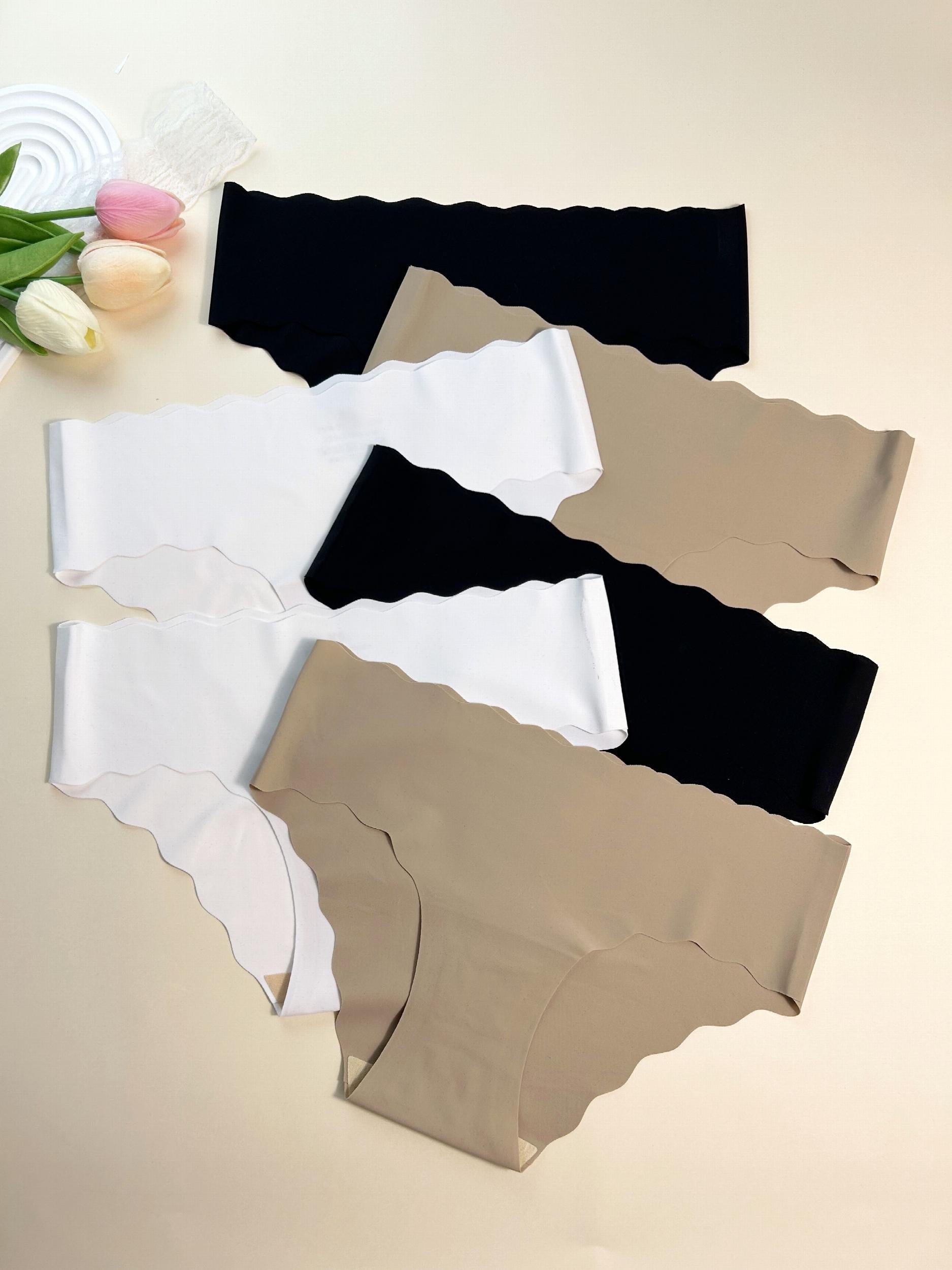 6pcs Scallop Trim Seamless Briefs Intimates Panties