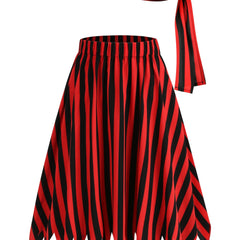 Women's Colorblock Stripe Print Skirt - Fun and Flattering Casual Pirate Costume