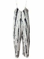 Tie Dye V Neck Jumpsuit Wide Leg