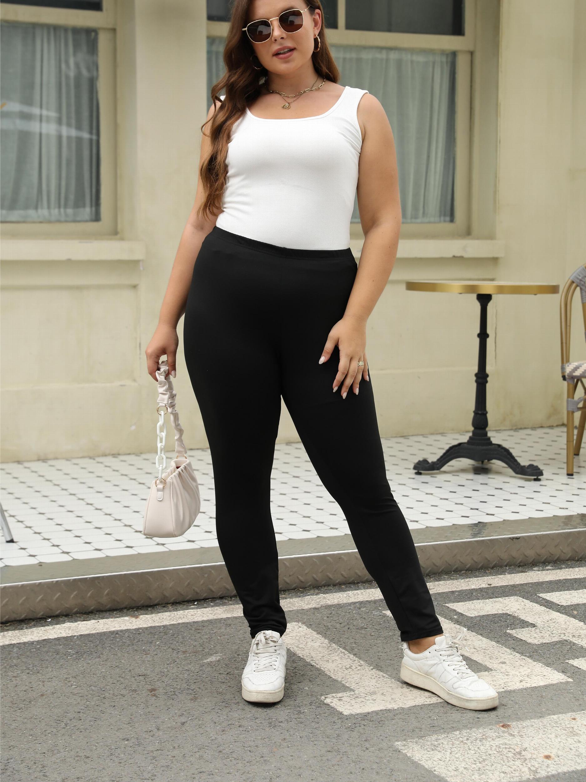 Sexy Leggings Women's Plus Solid High Rise Leggings