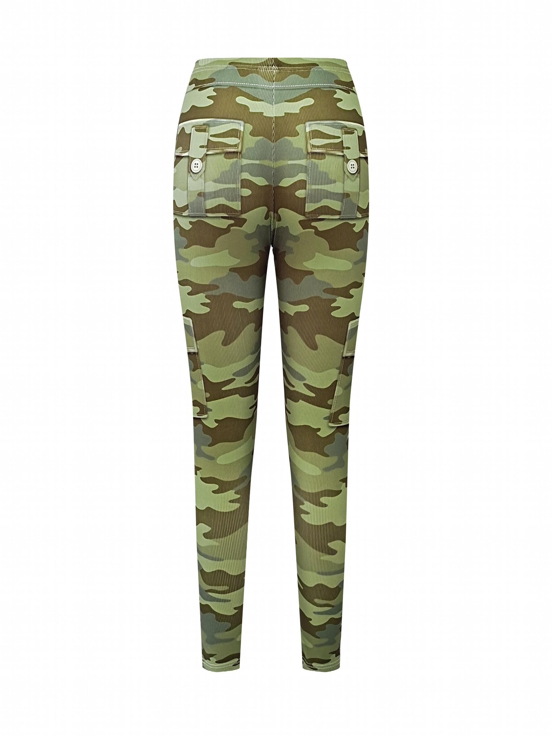 Camouflage Pattern Sports Leggings High Stretch Yoga Running Fitness Tight Pants
