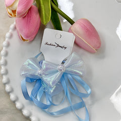 2pcs Kids Ribbon Bows Tassel Hair Clips Girls Colorful Hairpins