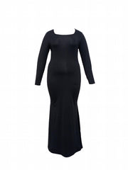 Maxi Mermaid Dress Square Neck Long Sleeve