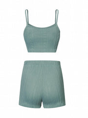 Sleeveless Crop Cami Top & Elastic Waist Shorts Set
