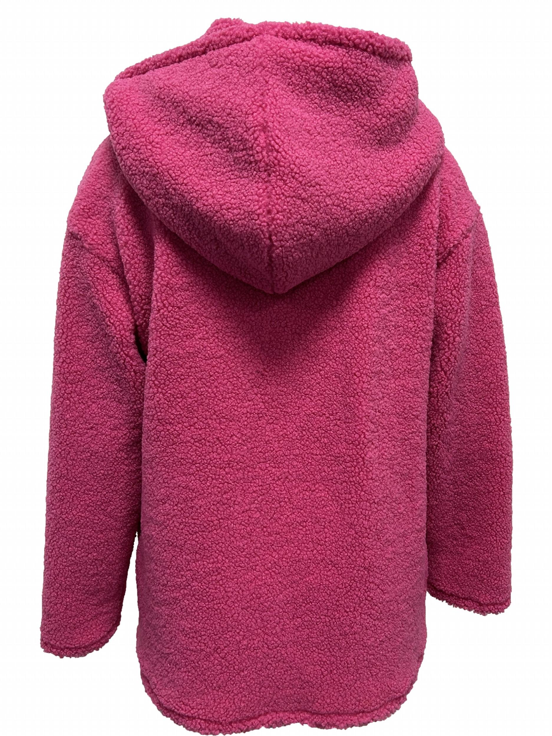 Zip Front Hoodie Plush Coat Solid Long Sleeve Outwear Women's Clothing