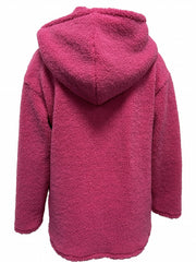 Zip Front Hoodie Plush Coat Solid Long Sleeve Outwear Women's Clothing