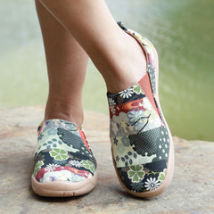 Floral Print Canvas Slip On Walking Shoes Soft Sole Casual Flat
