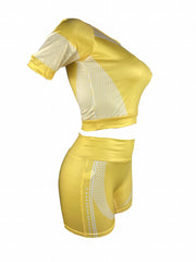 Sporty Matching 2pc Set Crop T-shirt & Shorts Outfits Women's Clothing