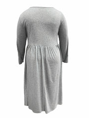Long Sleeve Heart Ring Round Neck Maxi Dress