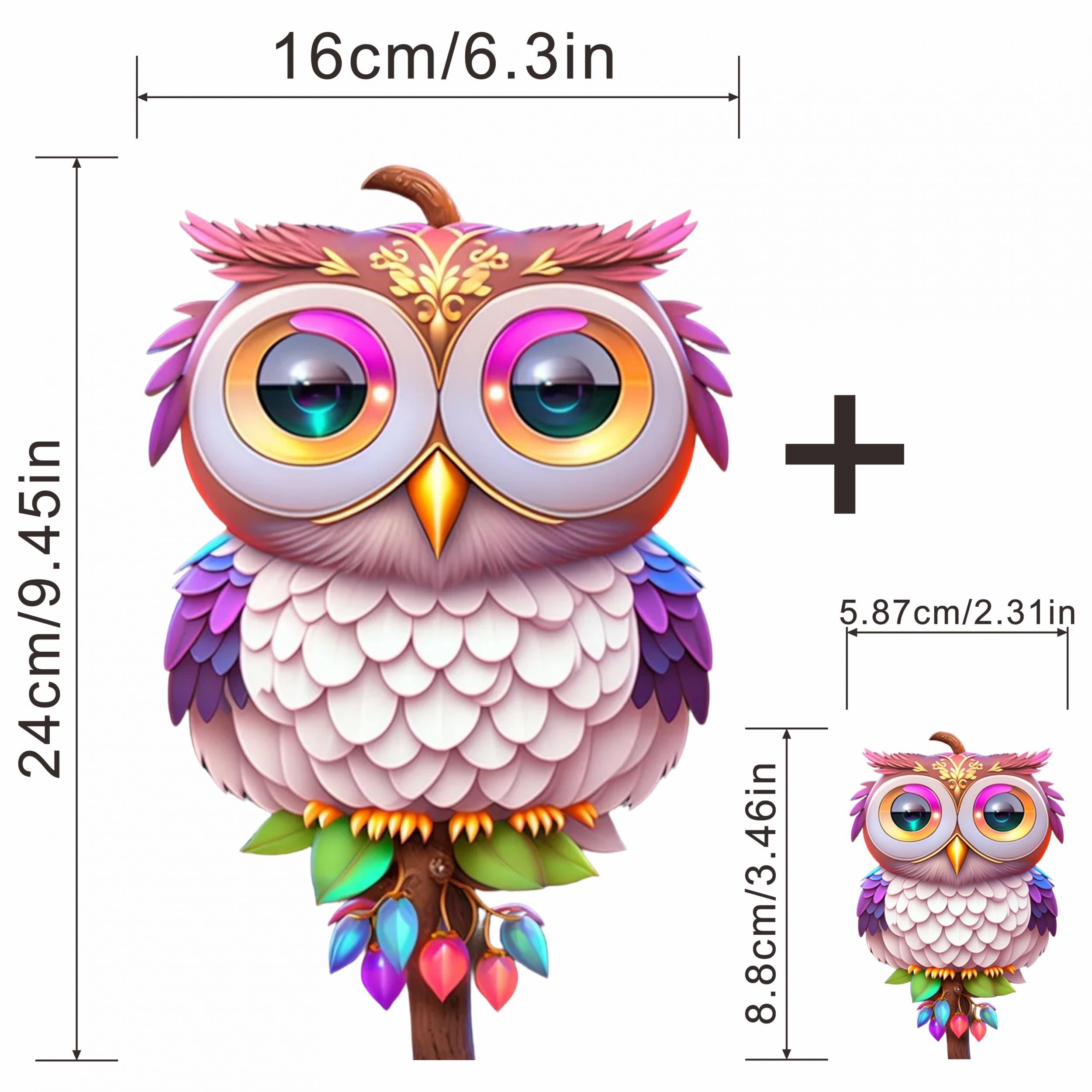 2pc Owl Iron on Heat Transfer Sticker for DIY Clothing T Shirt Mask Backpack