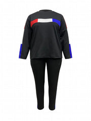 Striped Print Long Sleeve Top & Pants Set