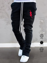 Lightning Pattern Joggers Men's Casual Loose Fit Drawstring Pants
