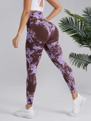 Tie Dye Print Yoga Sports Butt Lifting Leggings Women High Waist Stretch Pants