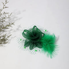 Bridal Feather Head Piece Mesh Flower Hair Accessories Clip