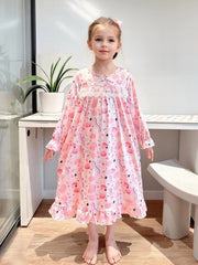 Ghost Pattern Girl's Nightgown Lace Decor Halloween Style Pajama