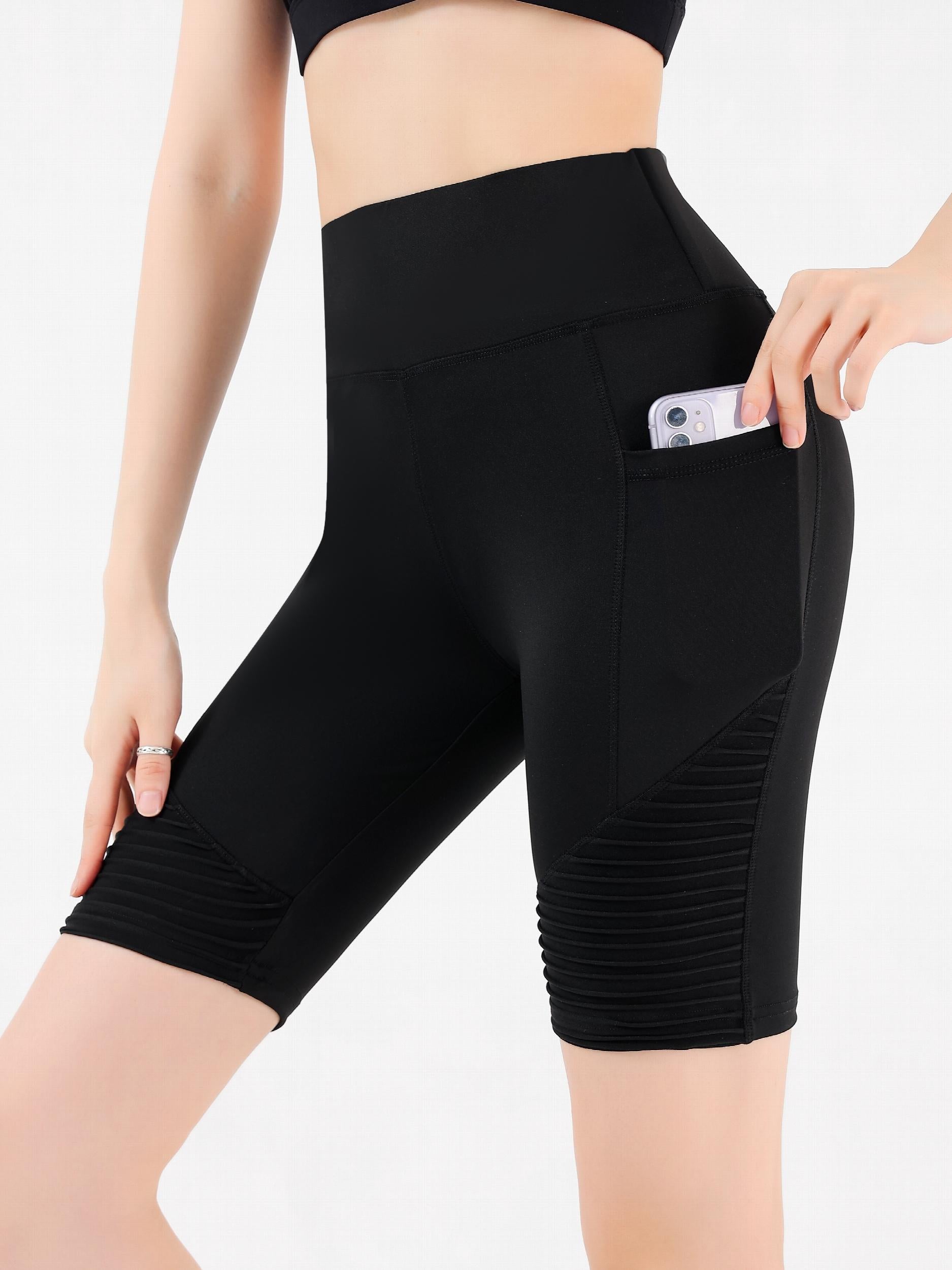 Striped Sports Shorts with Side Pockets for Women