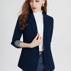 V Neck Pocket Basic Blazer Coat Casual Long Sleeve Loose Blazer
