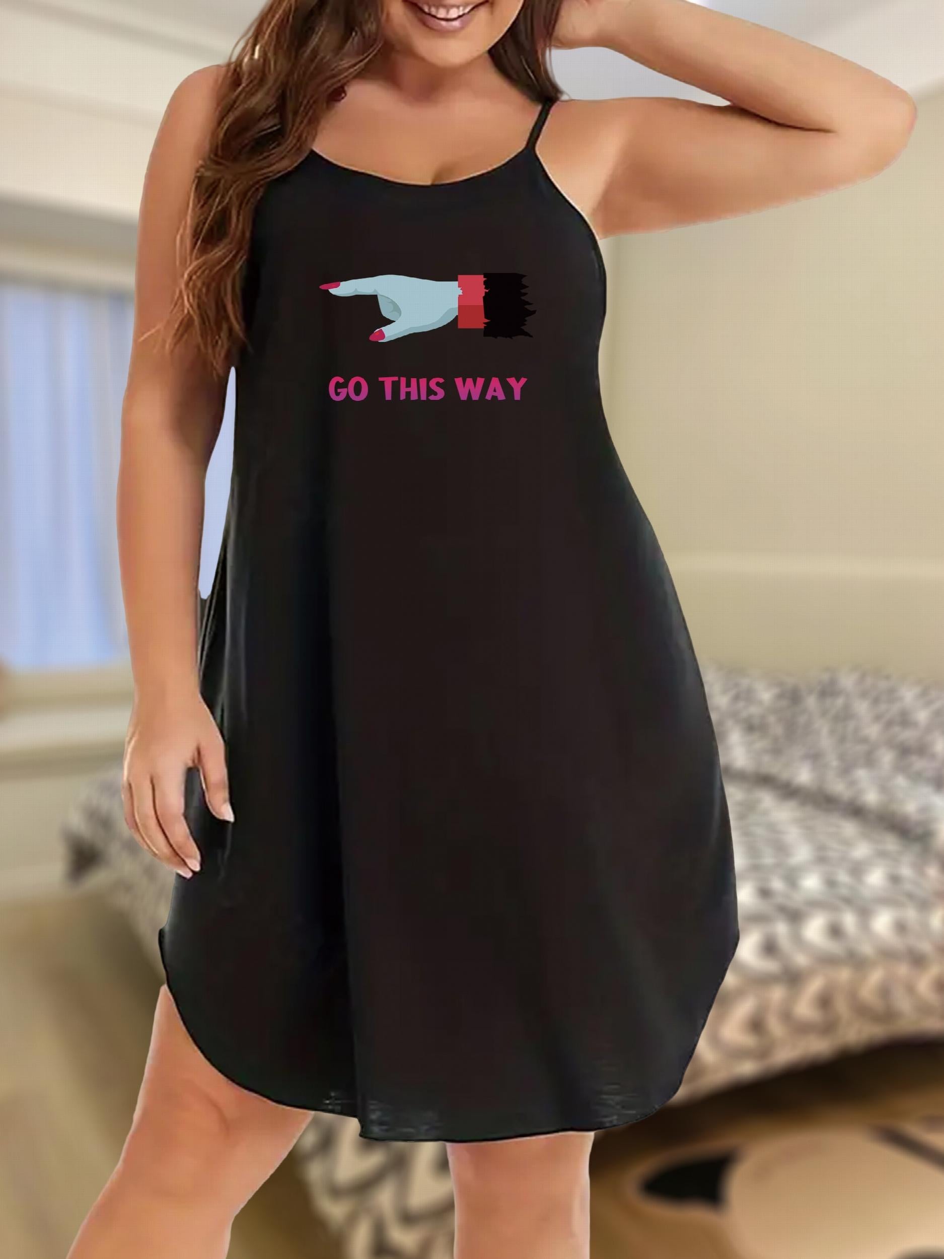 Gothic Nightdress Women's Witch Hand & Letter Print Cami Sleep Dress