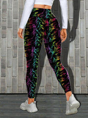 Colorful All Over Print Yoga Pants High Stretch Sports Leggings