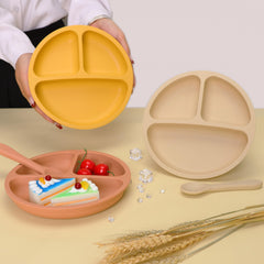 Silicone Baby Dinner Plate Divided Grid Tableware High Temperature Resistant