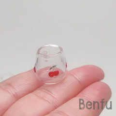 4pcs Glass Cups with Floral Patterns for Dollhouse Kitchen
