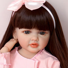 22in Reborn Baby Doll Girl Long Hair Realistic Toddler Art Doll Christmas Gift