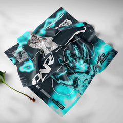Hip Hop Tie Dye Square Scarf Letter Hand Print Bandana Punk Satin Neckerchief